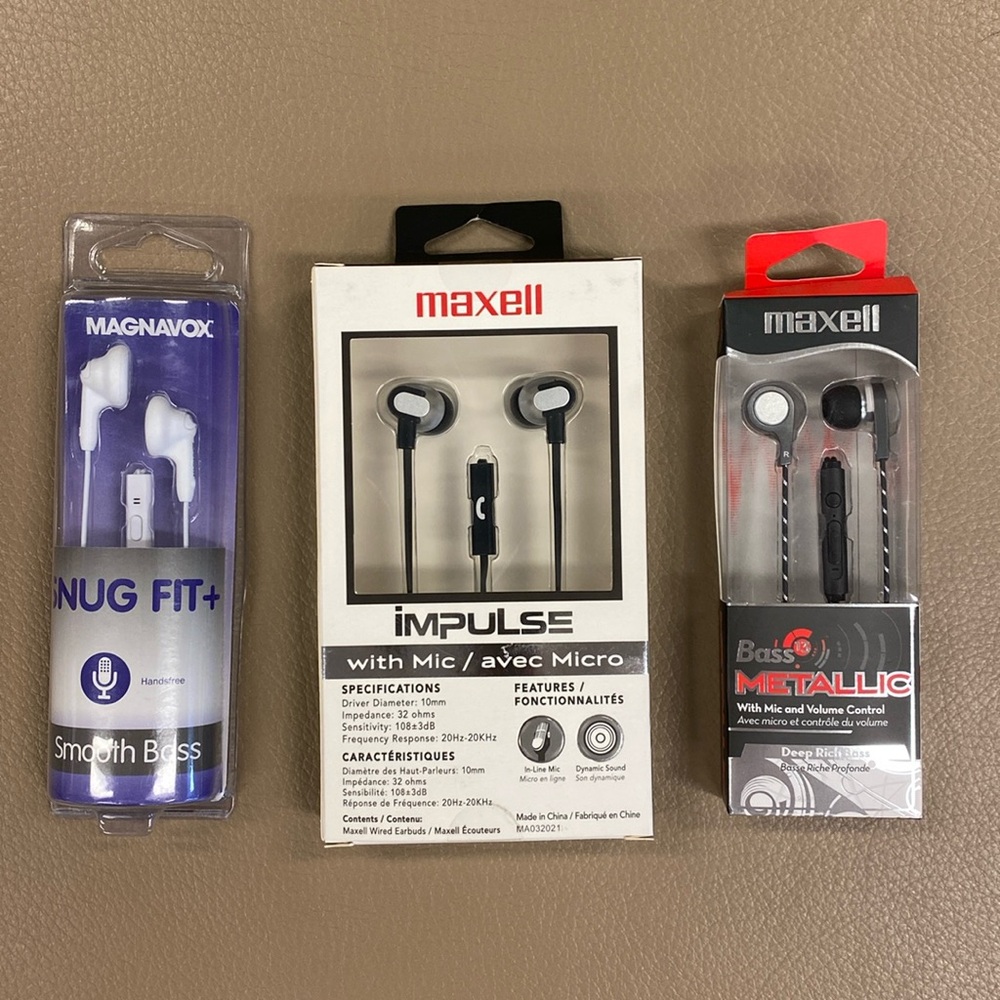 Earbuds - Bundle of 3 - Maxell(2) & Magnavox(1)
